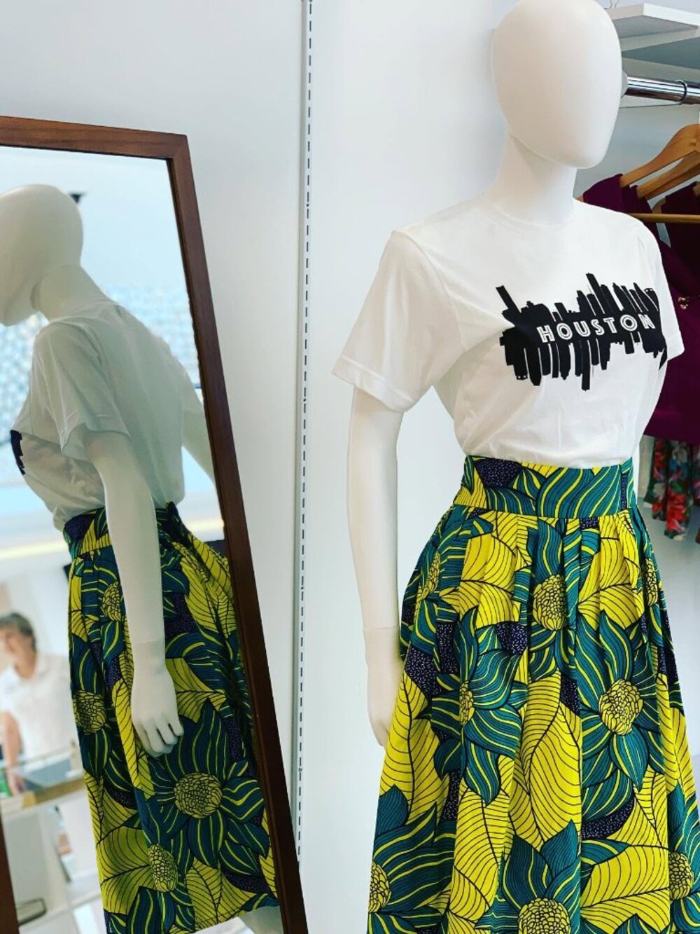 One of a kind Bright Yellow & Blue Floral Pleated Skirt
